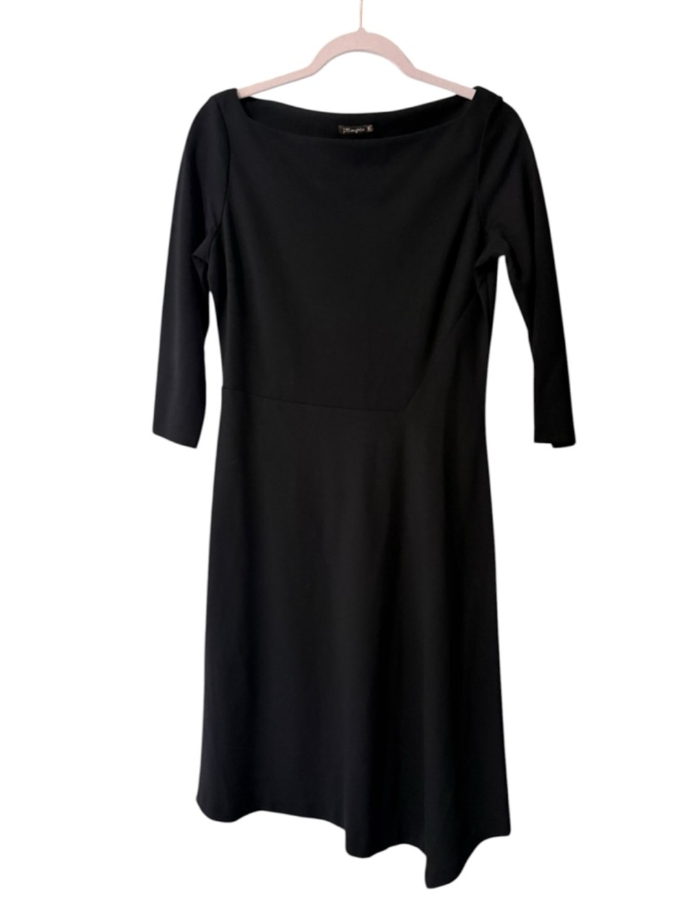 J McLaughlin Black Boatneck Midi Dress 3/4 sleeves size small Catalina cloth